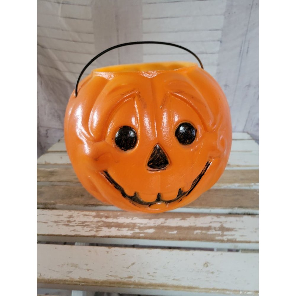 Vintage general foam pumpkin bucket blow mold basket home decor‎